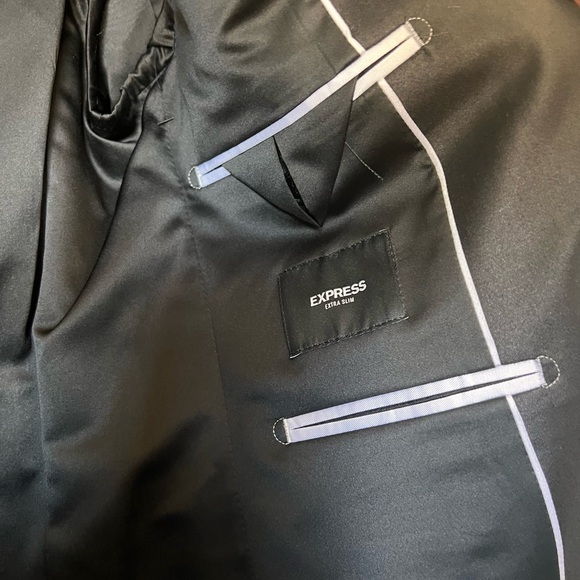 Express extra slim Black wool-blend Tuxedo Jacket - Picture 8 of 11